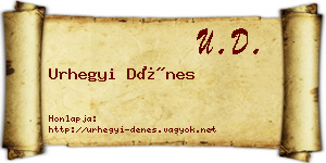 Urhegyi Dénes névjegykártya